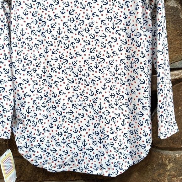 NWT LULAROE Nautical Anchors Valentina Shirt S - Picture 7 of 9